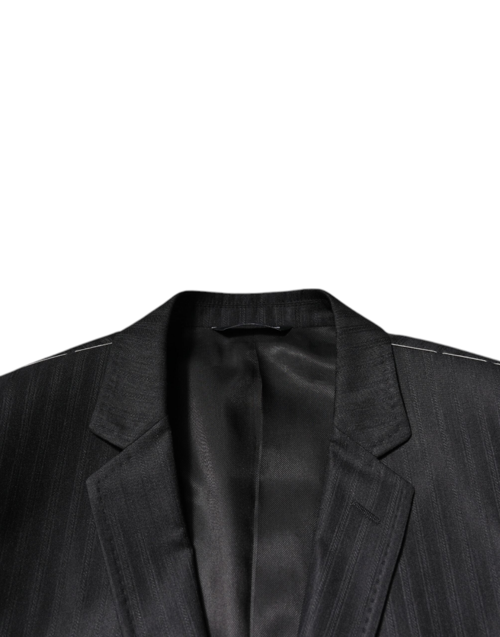 Dolce &amp; Gabbana Black Stripe Wool Single Breasted Blazer