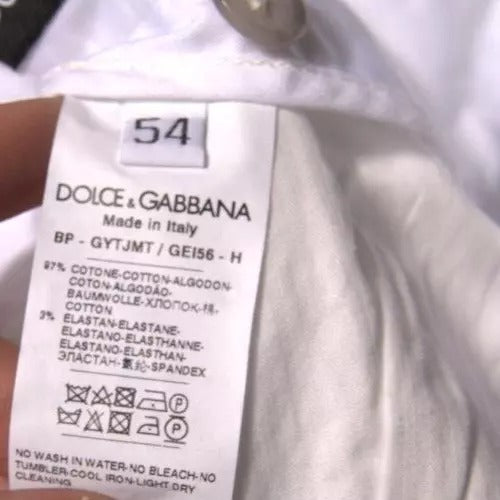 Dolce &amp; Gabbana White Chinos Cotton Stretch Casual Shorts