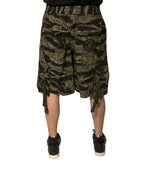 Dolce &amp; Gabbana Black Gold Patterned Cotton Bermuda Shorts