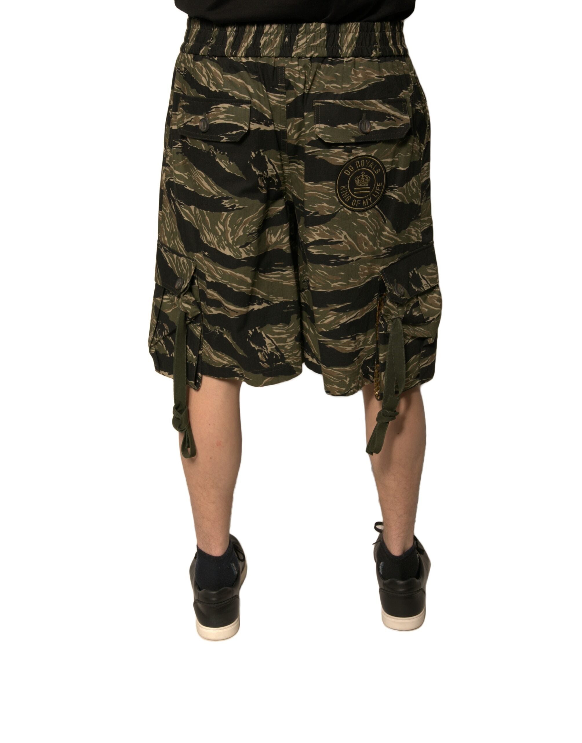 Dolce &amp; Gabbana Black Gold Patterned Cotton Bermuda Shorts
