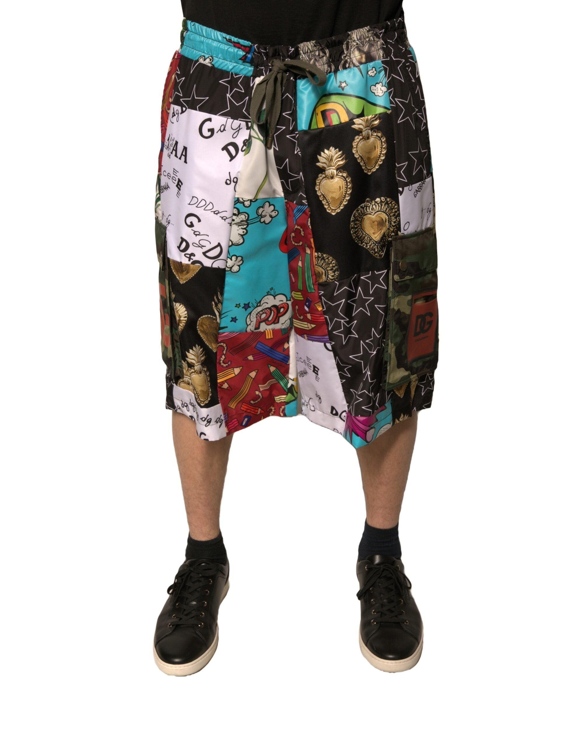 Dolce &amp; Gabbana Multicolor Patchwork Cargo Bermuda Shorts