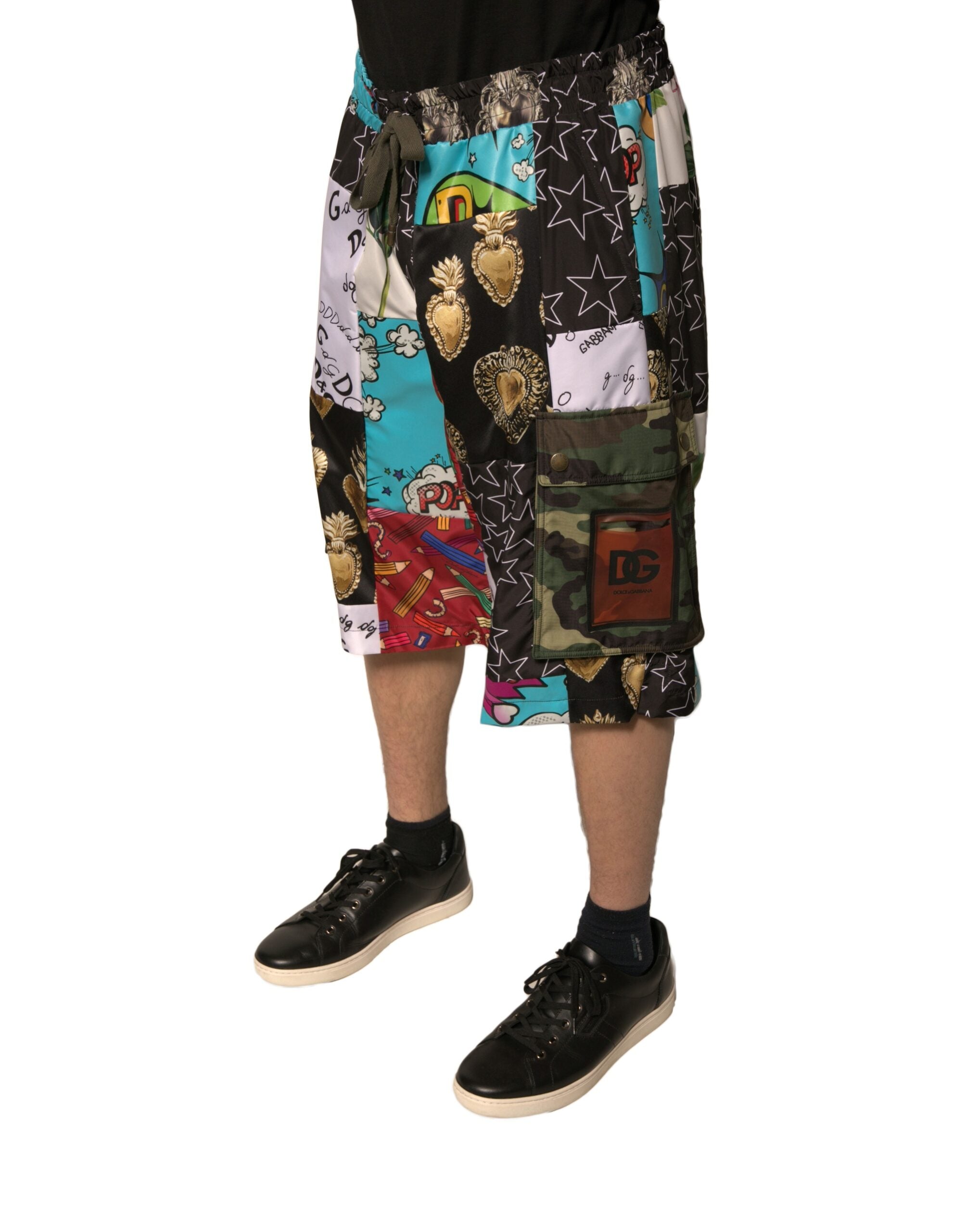 Dolce &amp; Gabbana Multicolor Patchwork Cargo Bermuda Shorts