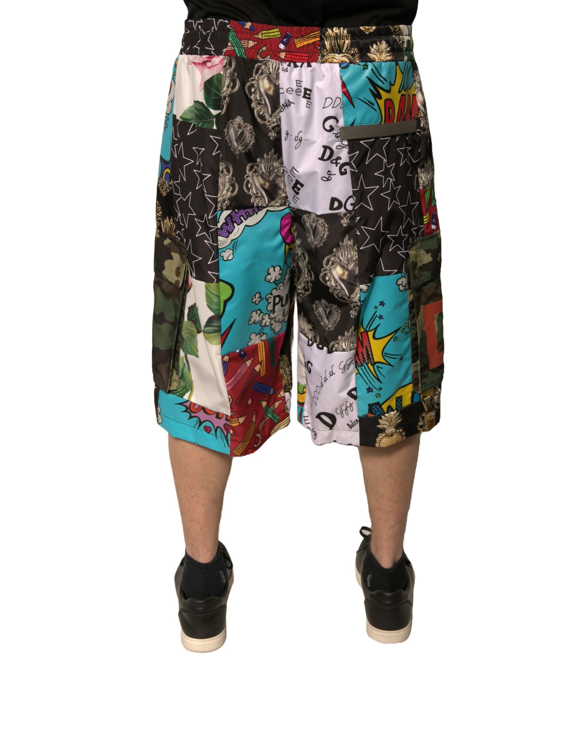 Dolce &amp; Gabbana Multicolor Patchwork Cargo Bermuda Shorts