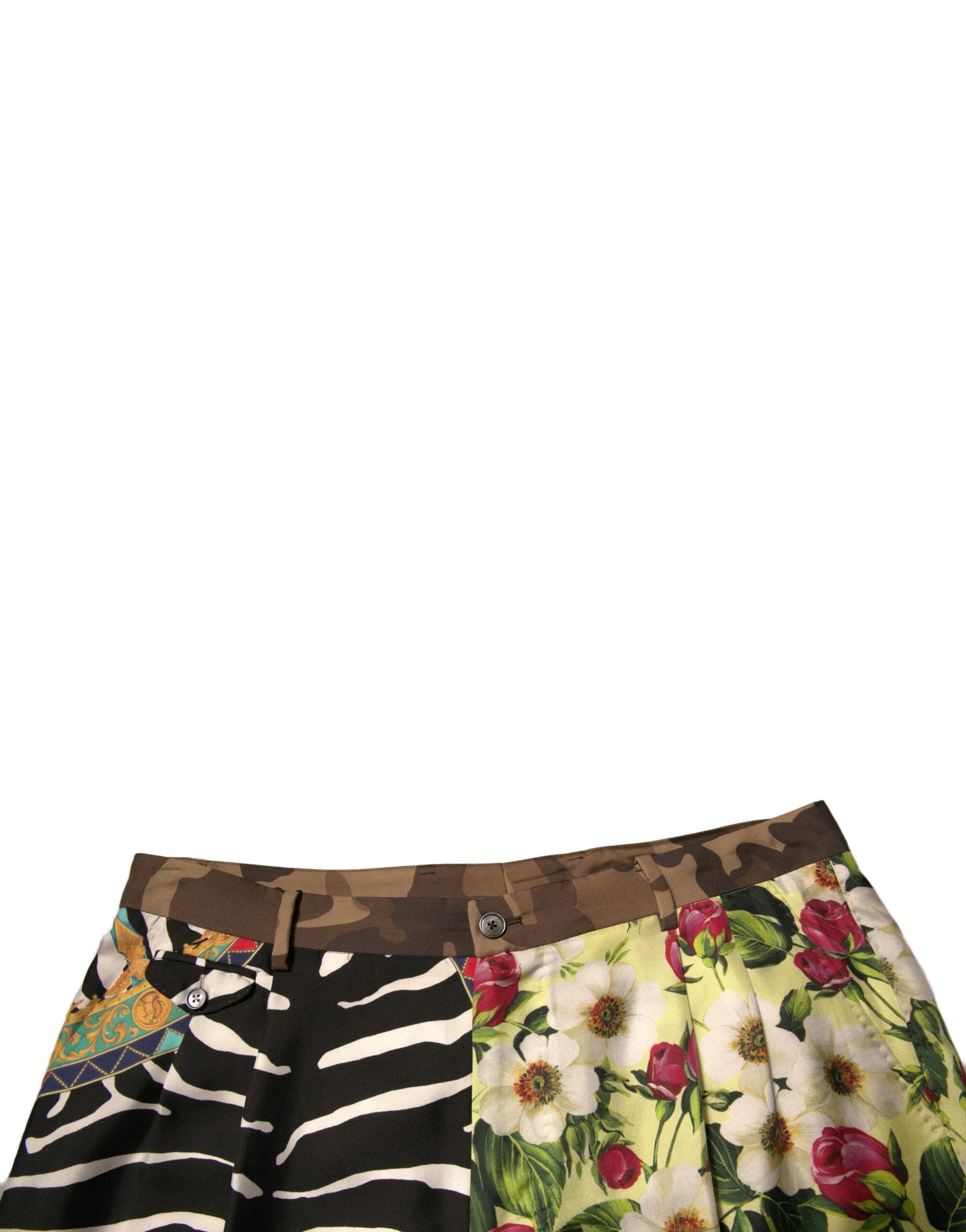 Dolce &amp; Gabbana Multicolor Patchwork Silk Men Chino Shorts