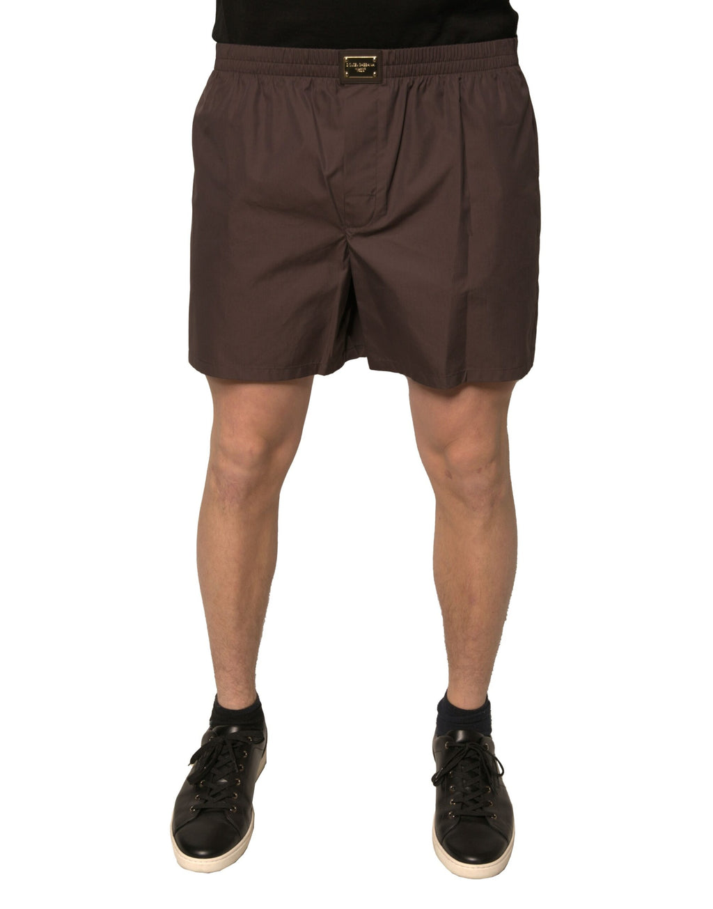 Dolce &amp; Gabbana Brown Cotton Blend Men Mid Waist Shorts