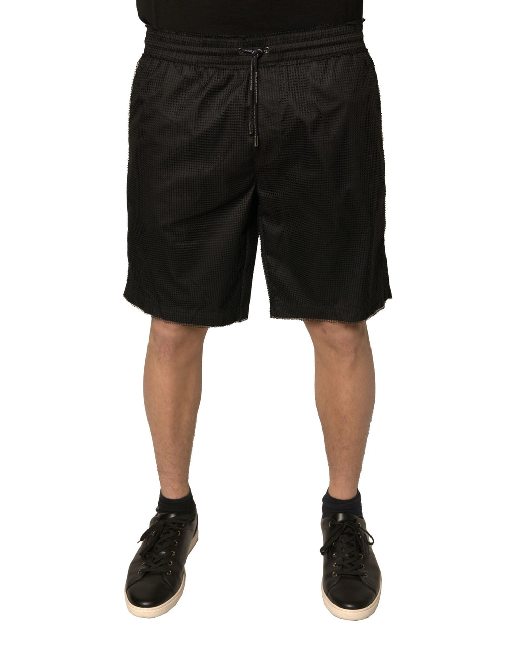 Dolce &amp; Gabbana Black Polyester Jersey Mid Waist Shorts