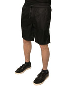 Dolce &amp; Gabbana Black Polyester Jersey Mid Waist Shorts