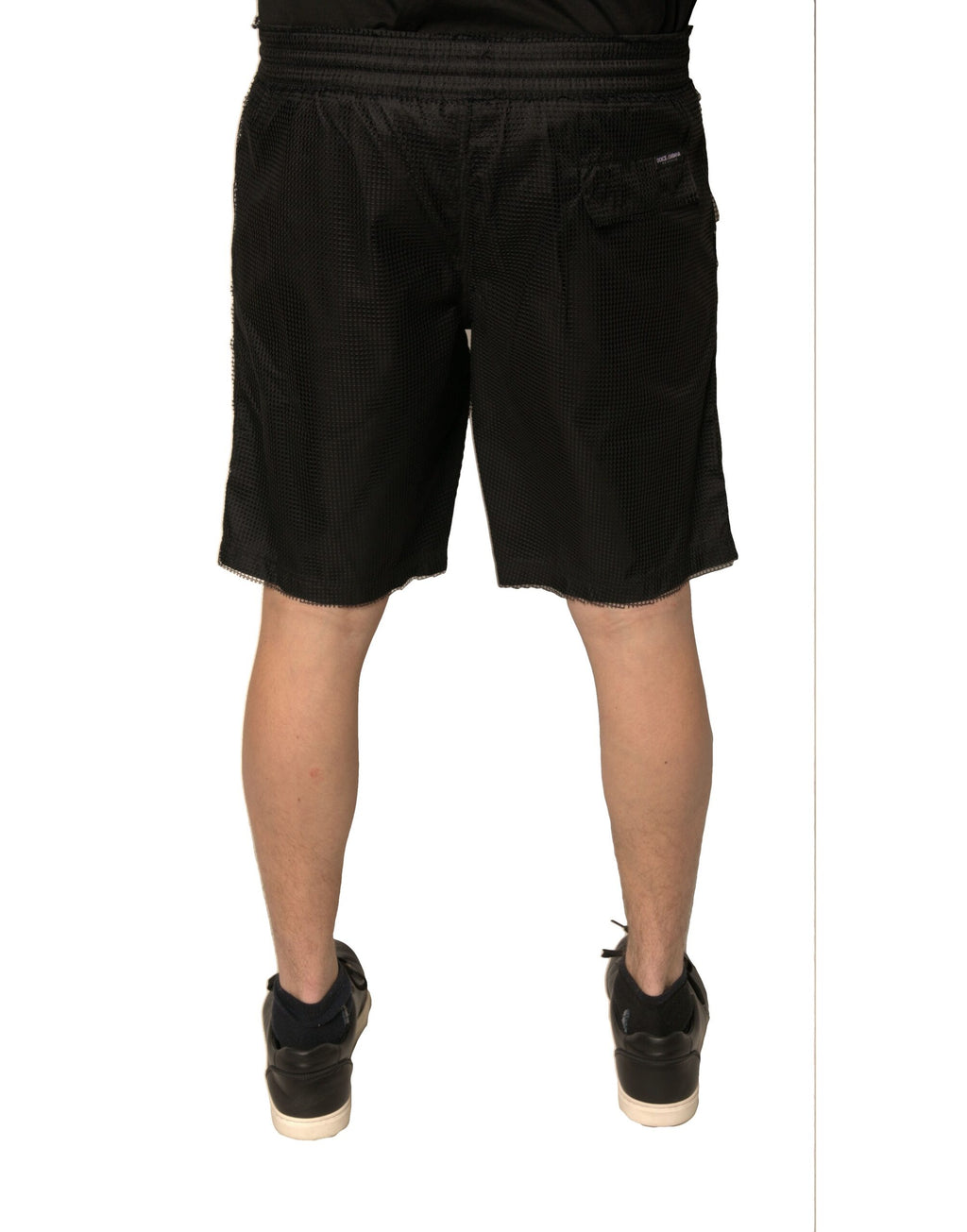 Dolce &amp; Gabbana Black Polyester Jersey Mid Waist Shorts