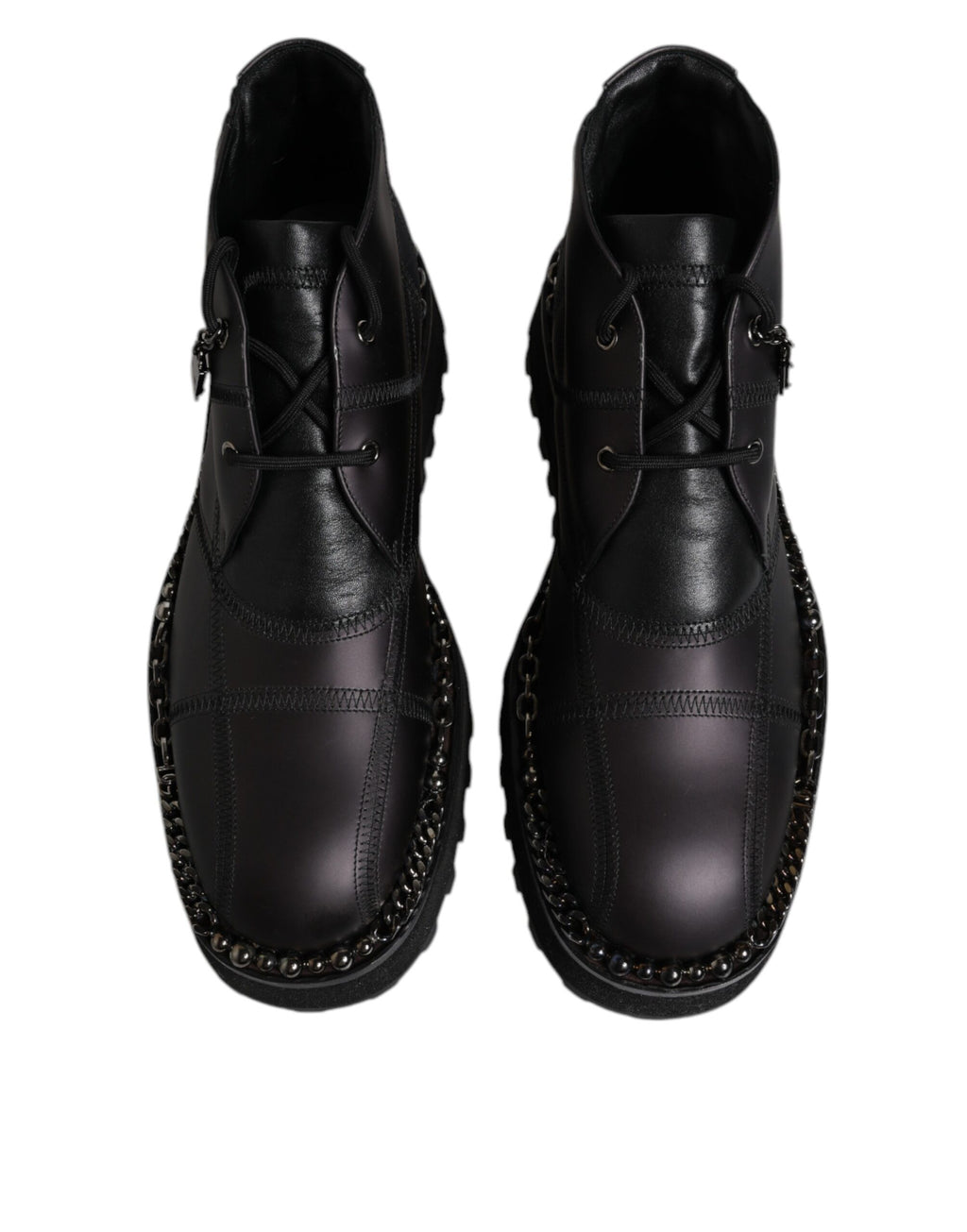 Dolce &amp; Gabbana Black Leather Lace Up Ankle Boots Shoes