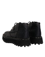 Dolce &amp; Gabbana Black Leather Lace Up Ankle Boots Shoes
