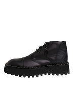Dolce &amp; Gabbana Black Leather Lace Up Ankle Boots Shoes