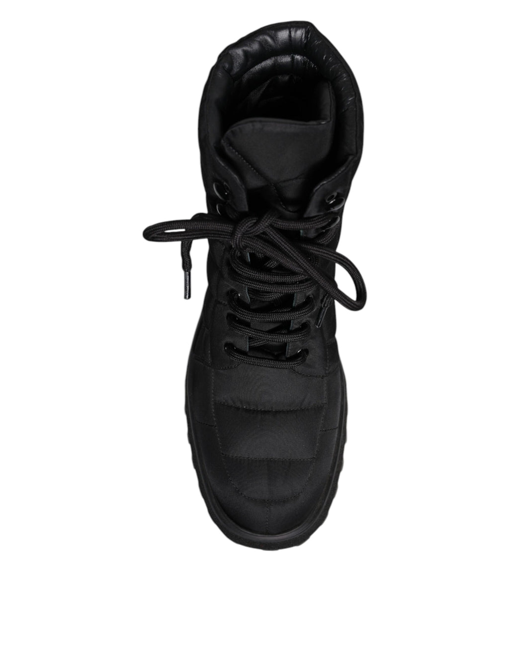 Dolce &amp; Gabbana Black Padded Mid Calf Lace Up Boots Shoes