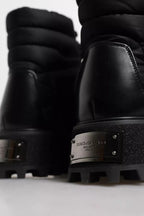 Dolce &amp; Gabbana Black Padded Mid Calf Lace Up Boots Shoes