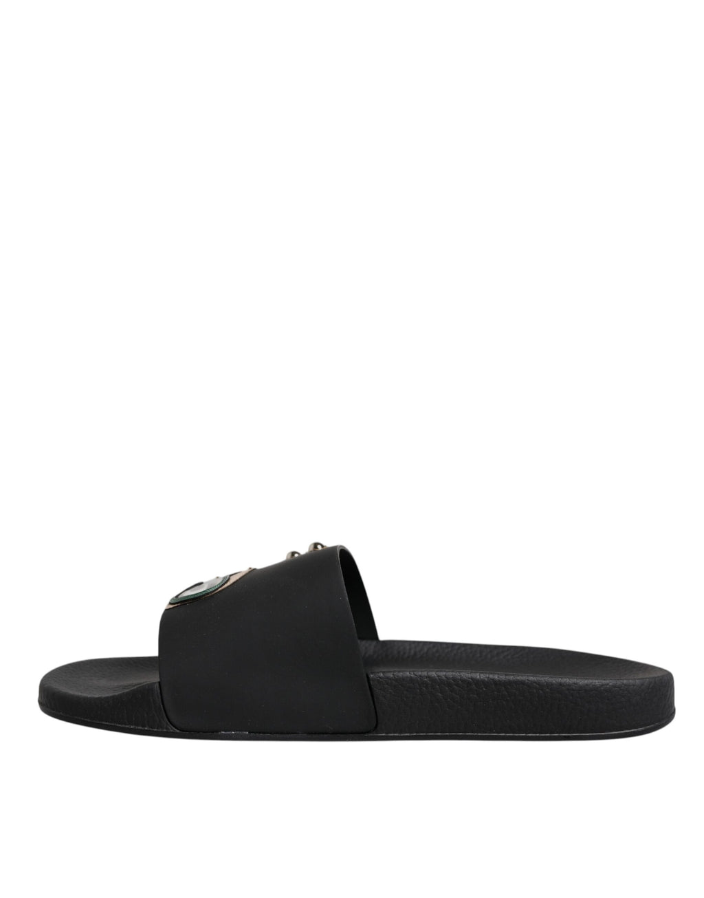 Dolce &amp; Gabbana Black Divers Leather Flats Slides Sandals Beachwear Shoes