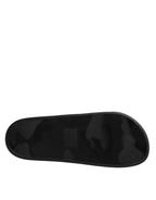 Dolce &amp; Gabbana Black Divers Leather Flats Slides Sandals Beachwear Shoes