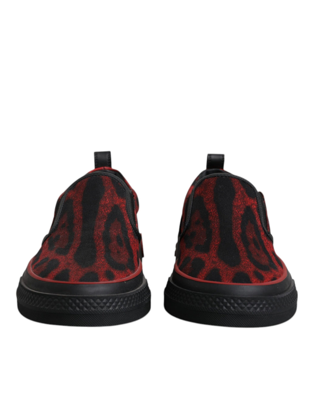 Dolce &amp; Gabbana Red Black Leopard Cotton Men Low Top Sneakers Shoes