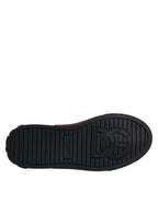 Dolce &amp; Gabbana Red Black Leopard Cotton Men Low Top Sneakers Shoes
