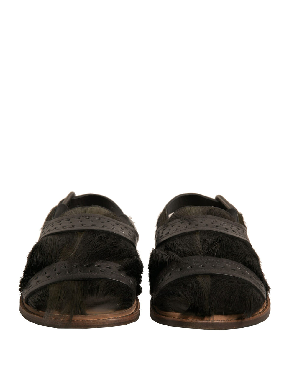 Dolce &amp; Gabbana Green Gazelle Hair Leather Flats Sandals Shoes