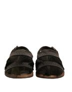 Dolce &amp; Gabbana Green Gazelle Hair Leather Flats Sandals Shoes