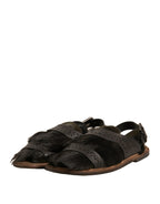 Dolce &amp; Gabbana Green Gazelle Hair Leather Flats Sandals Shoes
