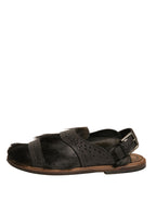 Dolce &amp; Gabbana Green Gazelle Hair Leather Flats Sandals Shoes