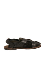 Dolce &amp; Gabbana Green Gazelle Hair Leather Flats Sandals Shoes