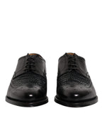 Dolce &amp; Gabbana Black Leather Derby Wingtip Lace Up Formal Dress Shoes