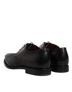 Dolce &amp; Gabbana Black Leather Derby Wingtip Lace Up Formal Dress Shoes