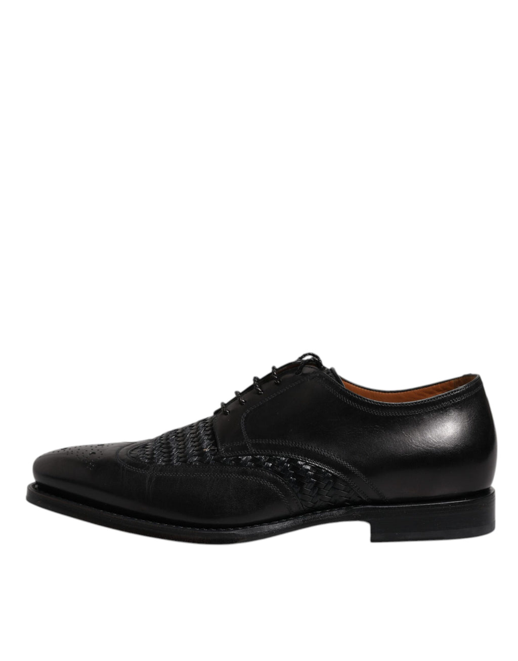 Dolce &amp; Gabbana Black Leather Derby Wingtip Lace Up Formal Dress Shoes