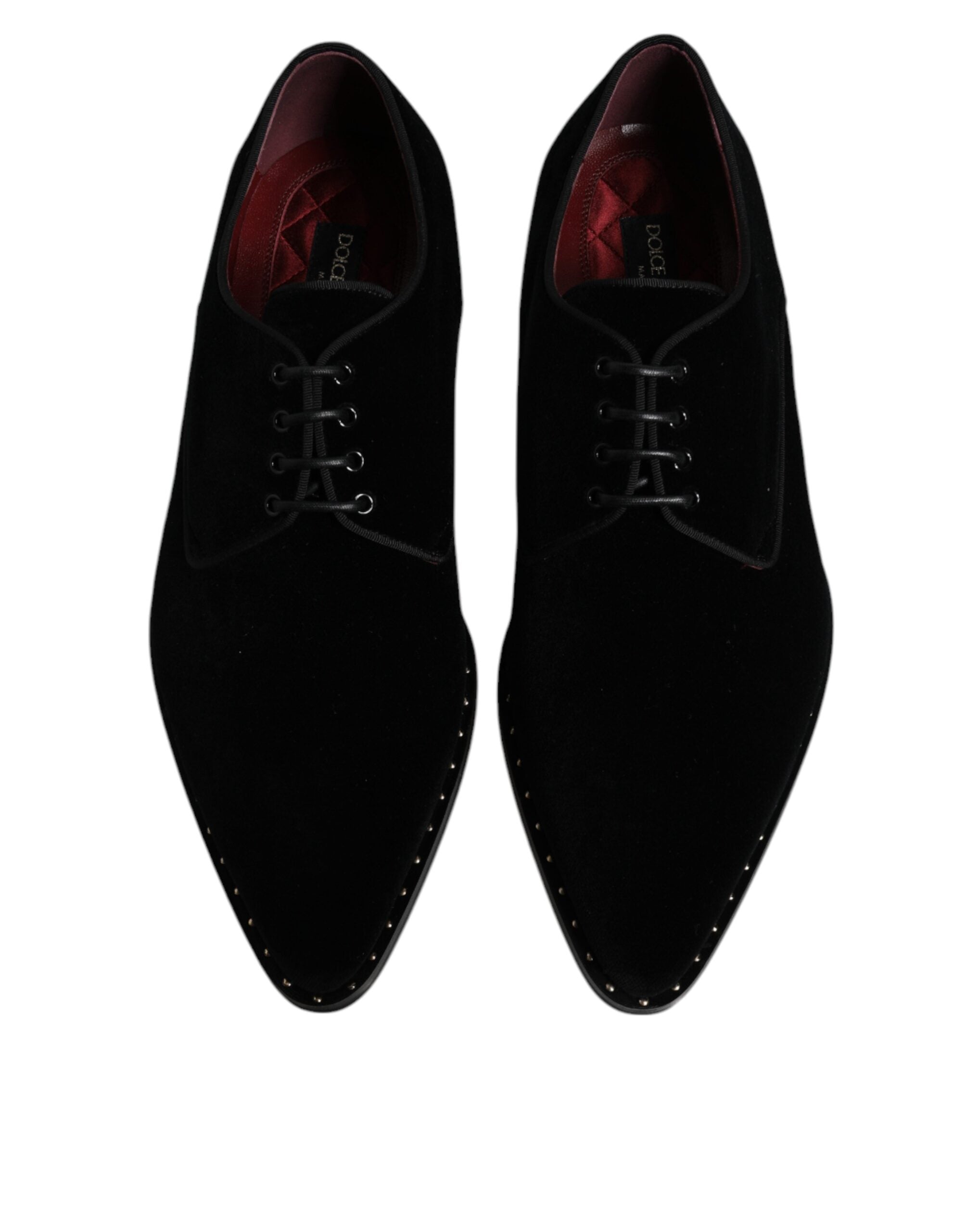 Dolce &amp; Gabbana Black Velvet Cotton Lace Up Derby Shoes