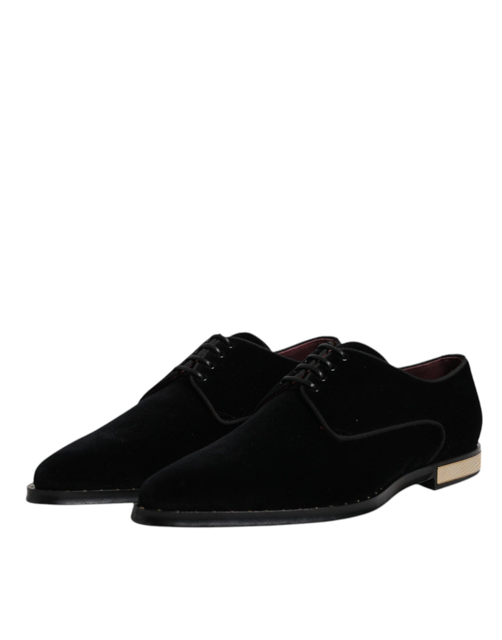 Dolce &amp; Gabbana Black Velvet Cotton Lace Up Derby Shoes