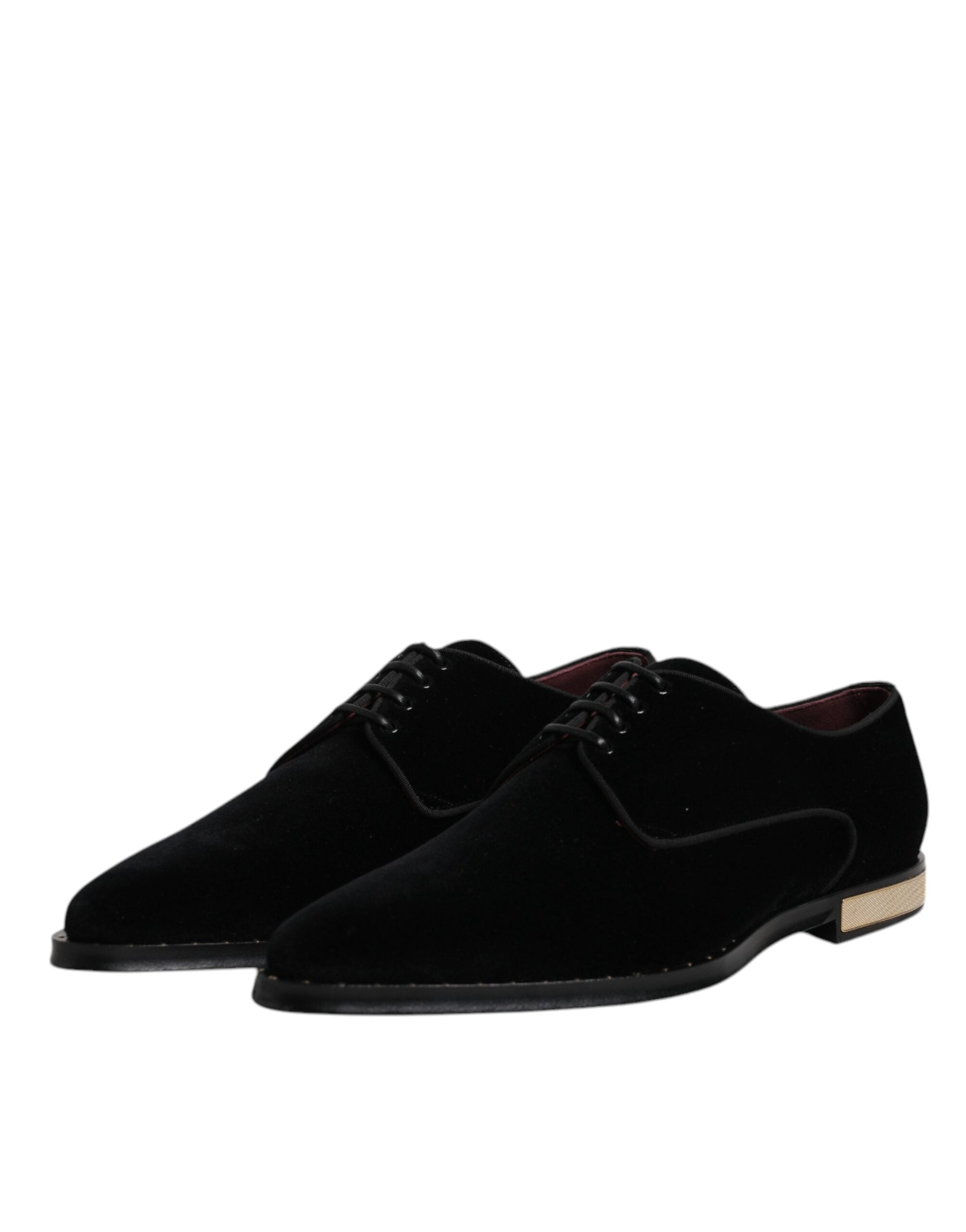 Dolce &amp; Gabbana Black Velvet Cotton Lace Up Derby Shoes