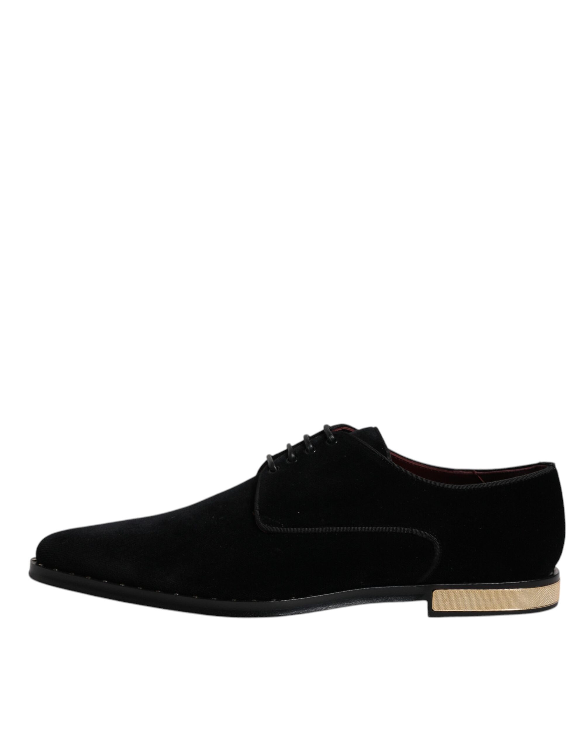 Dolce &amp; Gabbana Black Velvet Cotton Lace Up Derby Shoes