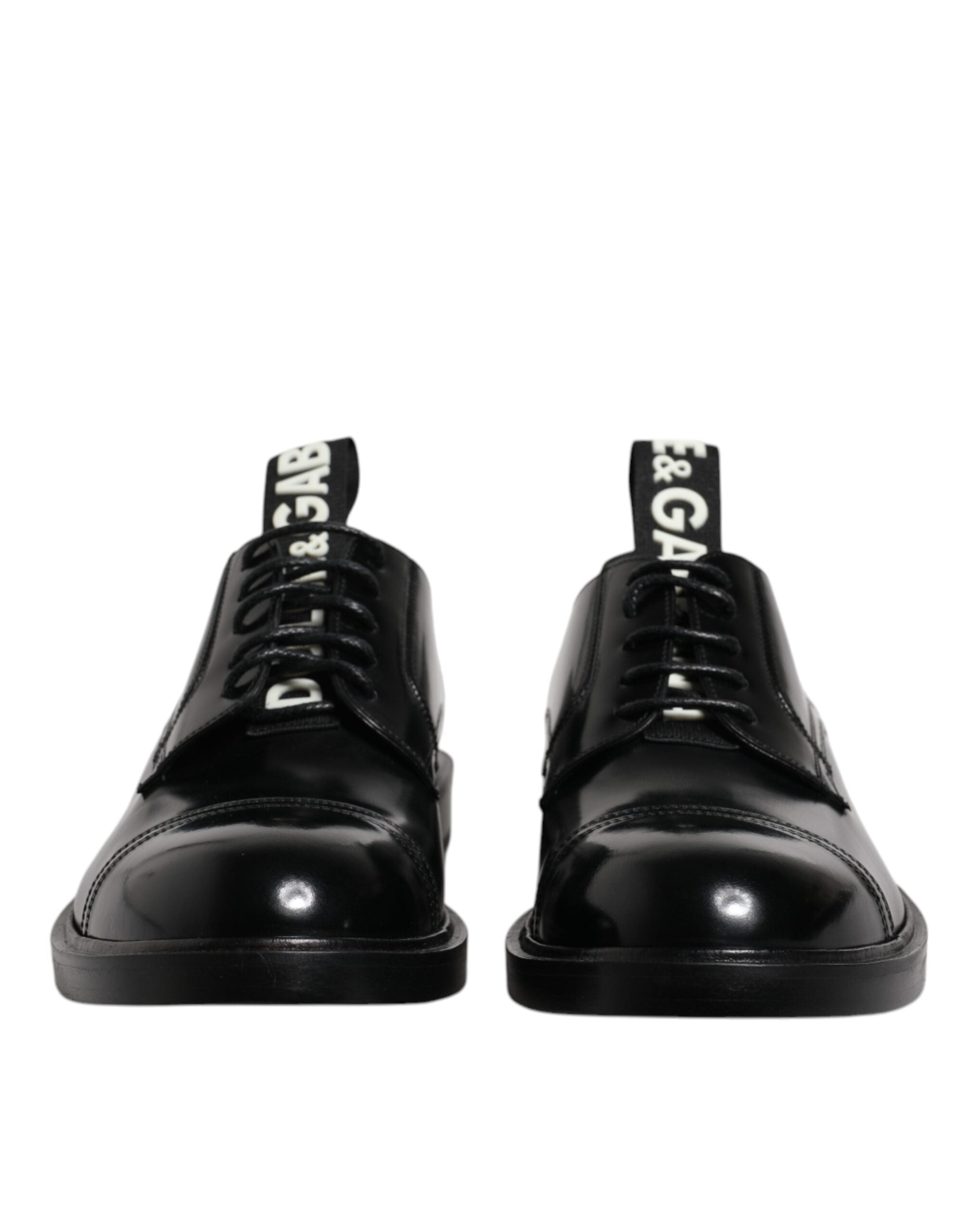 Dolce &amp; Gabbana Black Patent Leather Derby Lace Up Formal Dress Shoes
