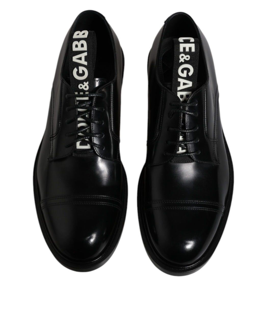 Dolce &amp; Gabbana Black Patent Leather Derby Lace Up Formal Dress Shoes
