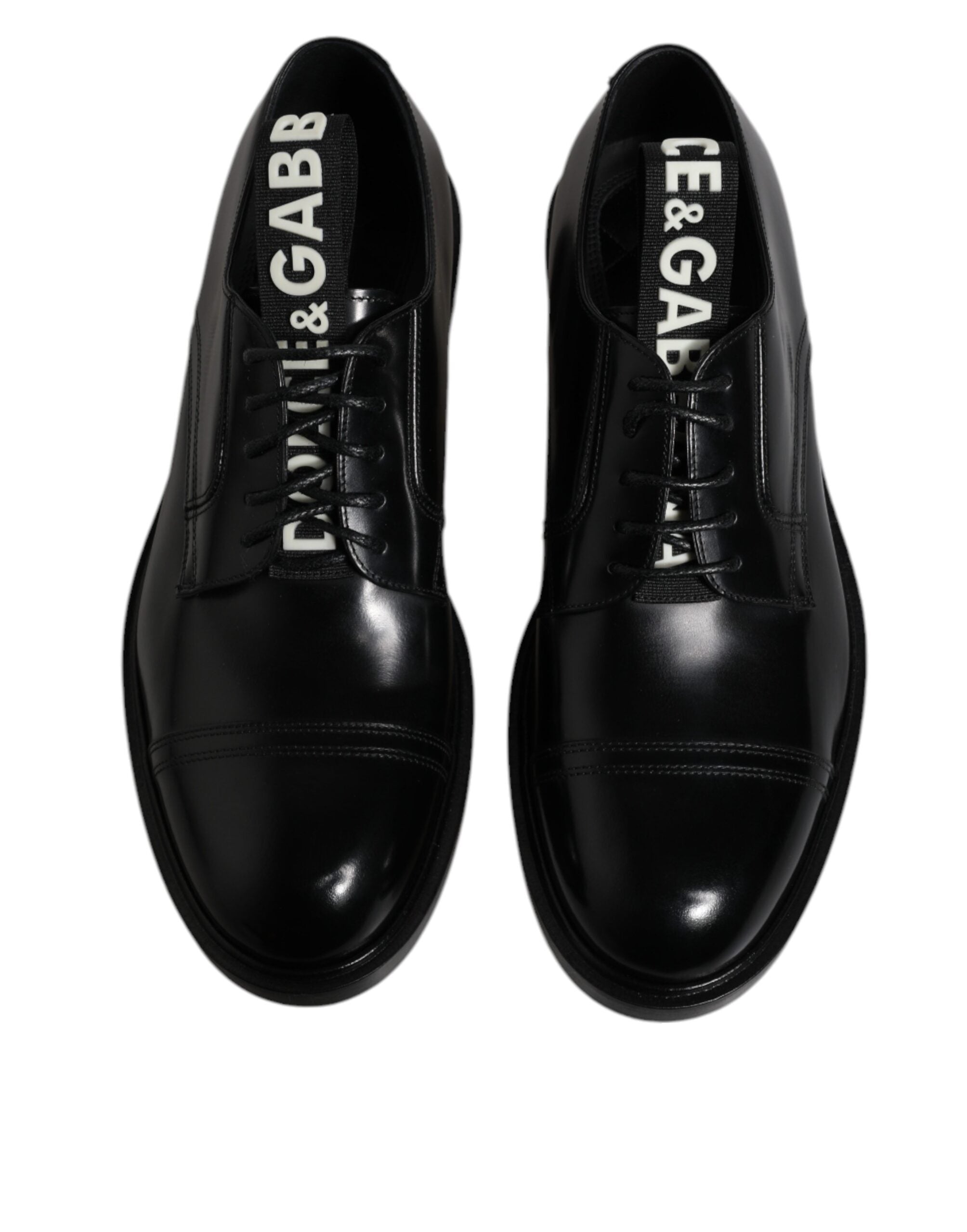 Dolce &amp; Gabbana Black Patent Leather Derby Lace Up Formal Dress Shoes