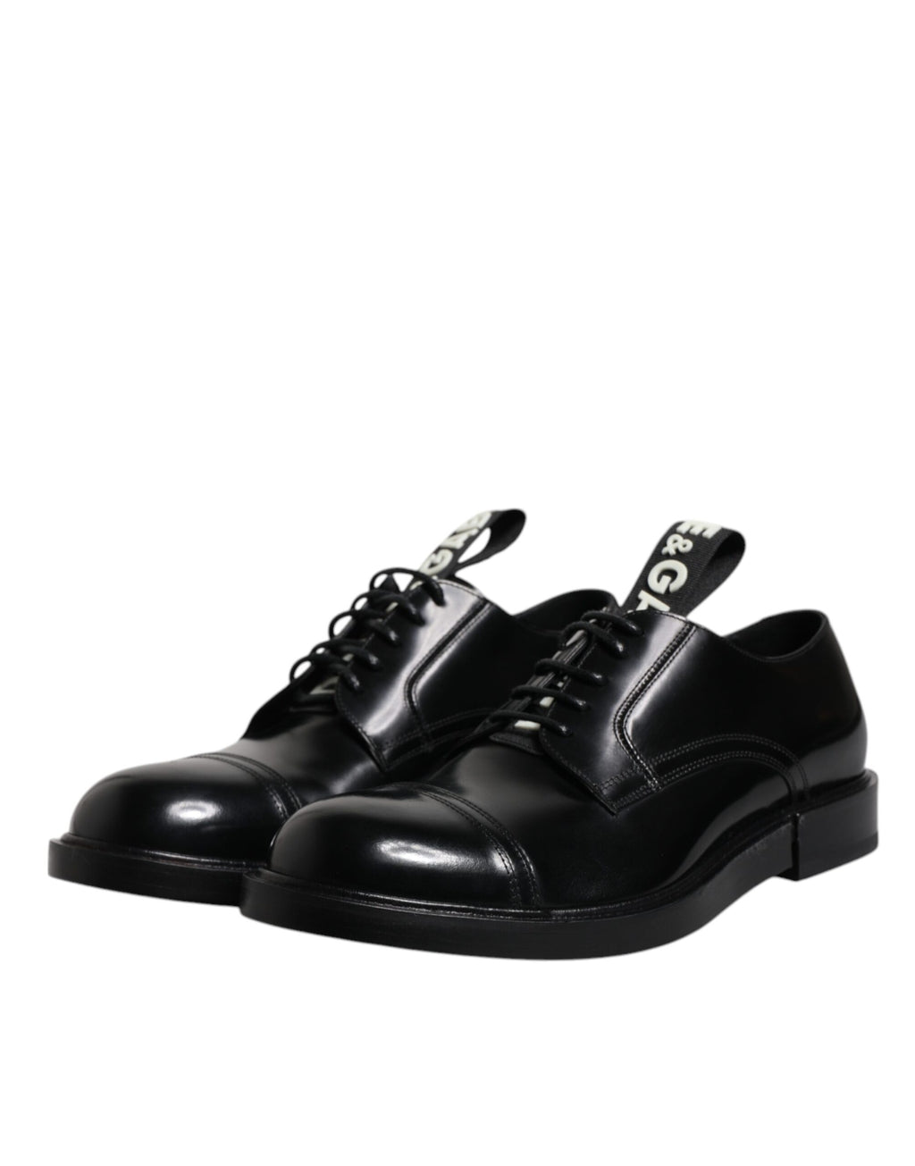 Dolce &amp; Gabbana Black Patent Leather Derby Lace Up Formal Dress Shoes