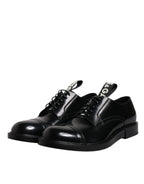 Dolce &amp; Gabbana Black Patent Leather Derby Lace Up Formal Dress Shoes