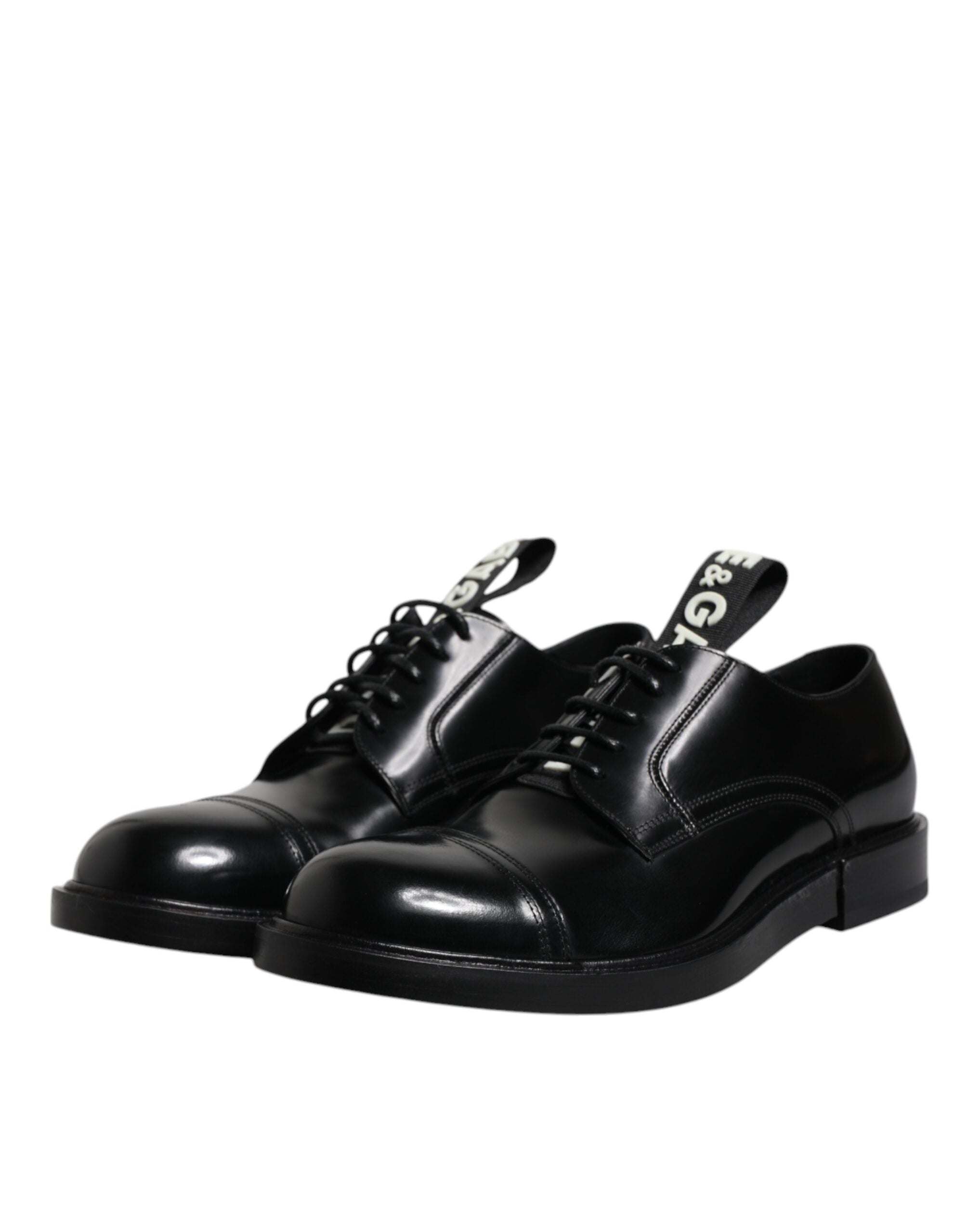 Dolce &amp; Gabbana Black Patent Leather Derby Lace Up Formal Dress Shoes