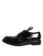 Dolce &amp; Gabbana Black Patent Leather Derby Lace Up Formal Dress Shoes
