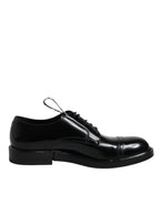 Dolce &amp; Gabbana Black Patent Leather Derby Lace Up Formal Dress Shoes