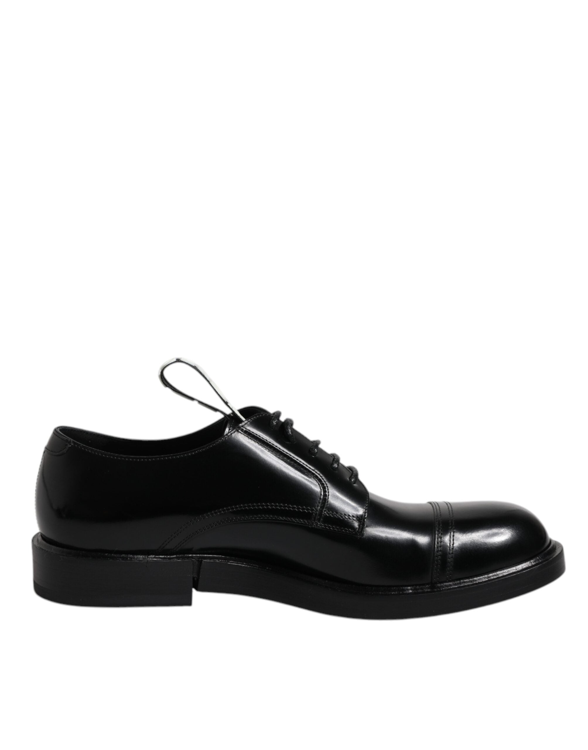 Dolce &amp; Gabbana Black Patent Leather Derby Lace Up Formal Dress Shoes