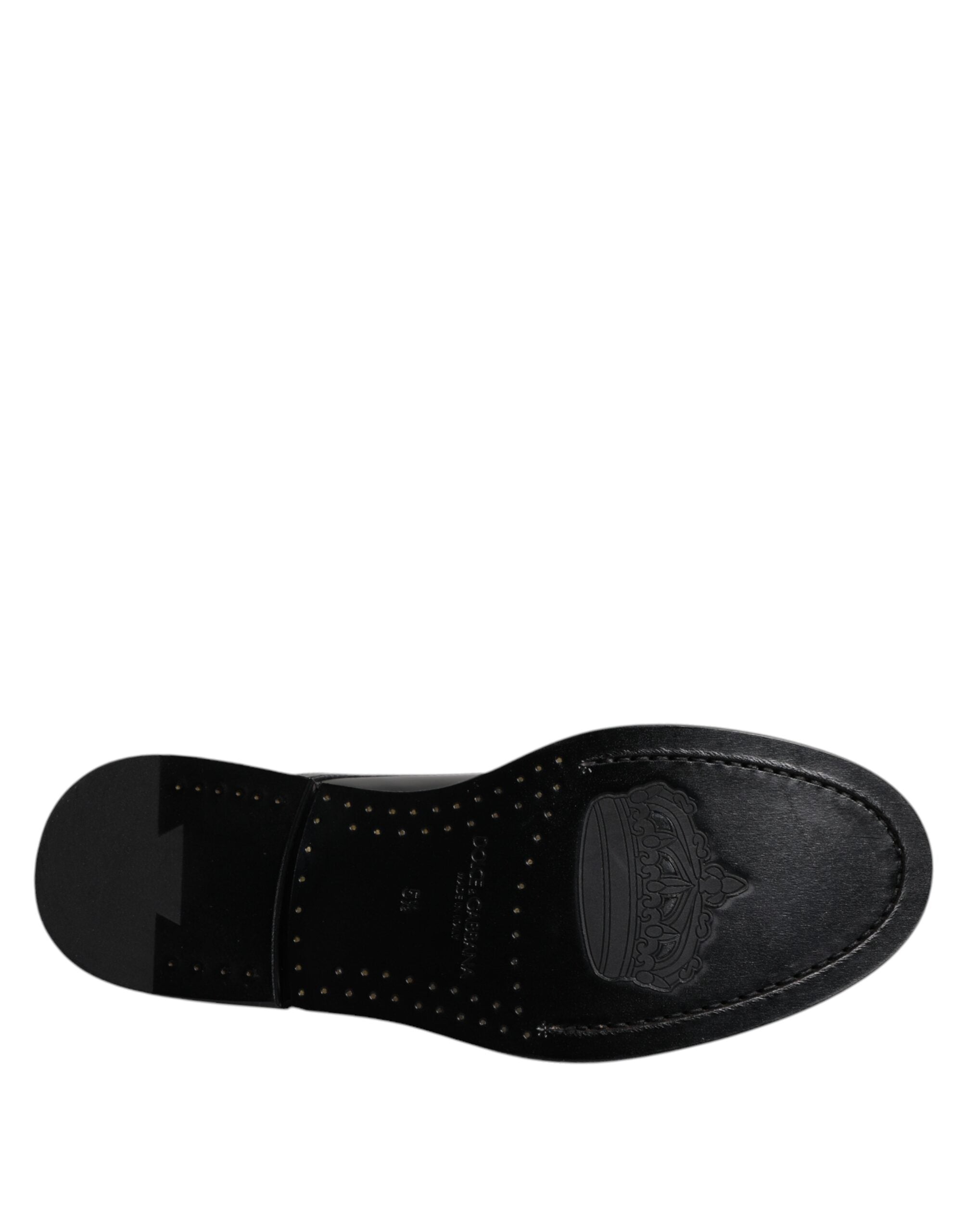 Dolce &amp; Gabbana Black Patent Leather Derby Lace Up Formal Dress Shoes
