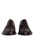 Dolce &amp; Gabbana Brown Leather Derby Wingtip Lace Up Formal Dress Shoes
