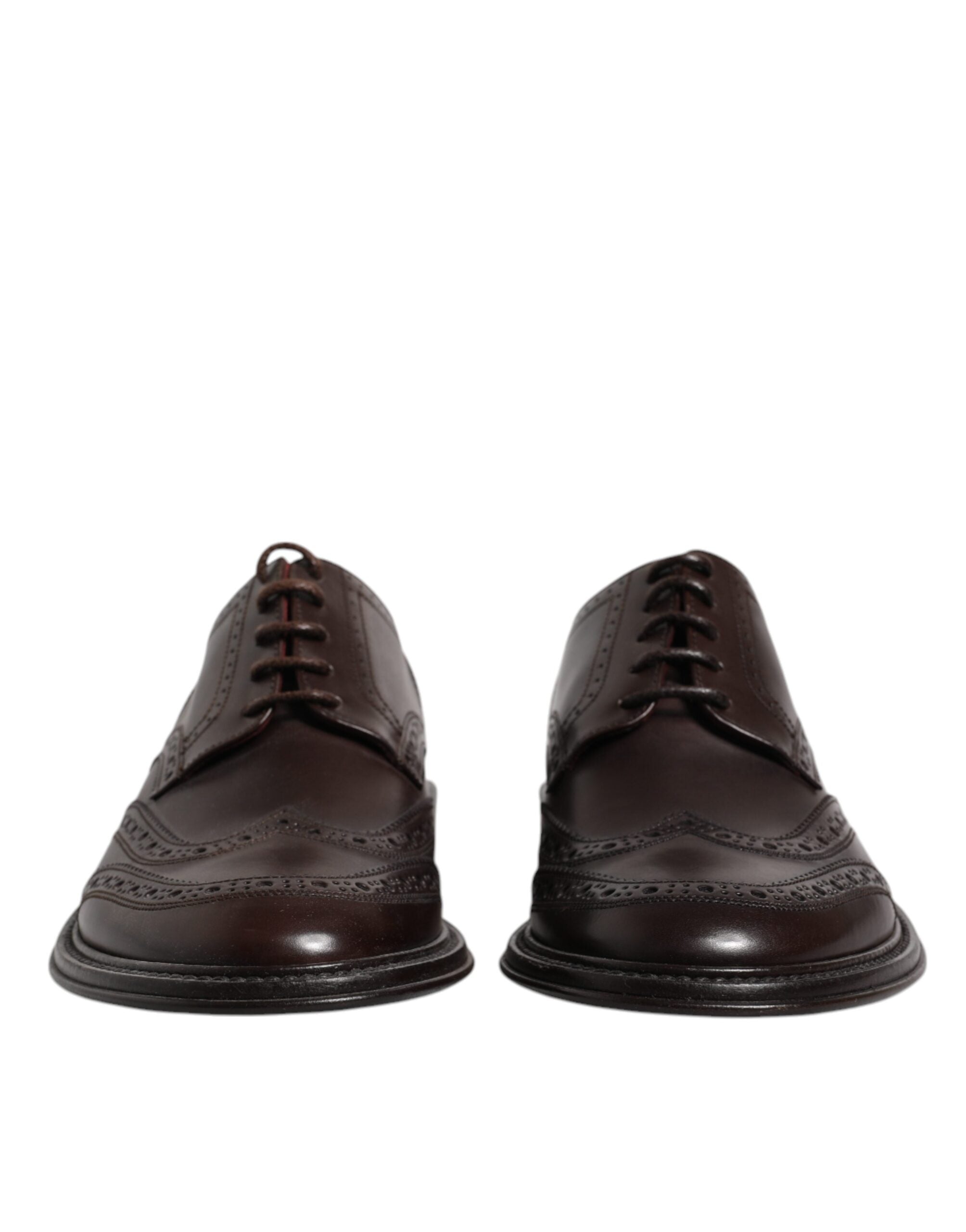Dolce &amp; Gabbana Brown Leather Derby Wingtip Lace Up Formal Dress Shoes