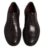 Dolce &amp; Gabbana Brown Leather Derby Wingtip Lace Up Formal Dress Shoes