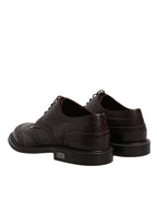 Dolce &amp; Gabbana Brown Leather Derby Wingtip Lace Up Formal Dress Shoes