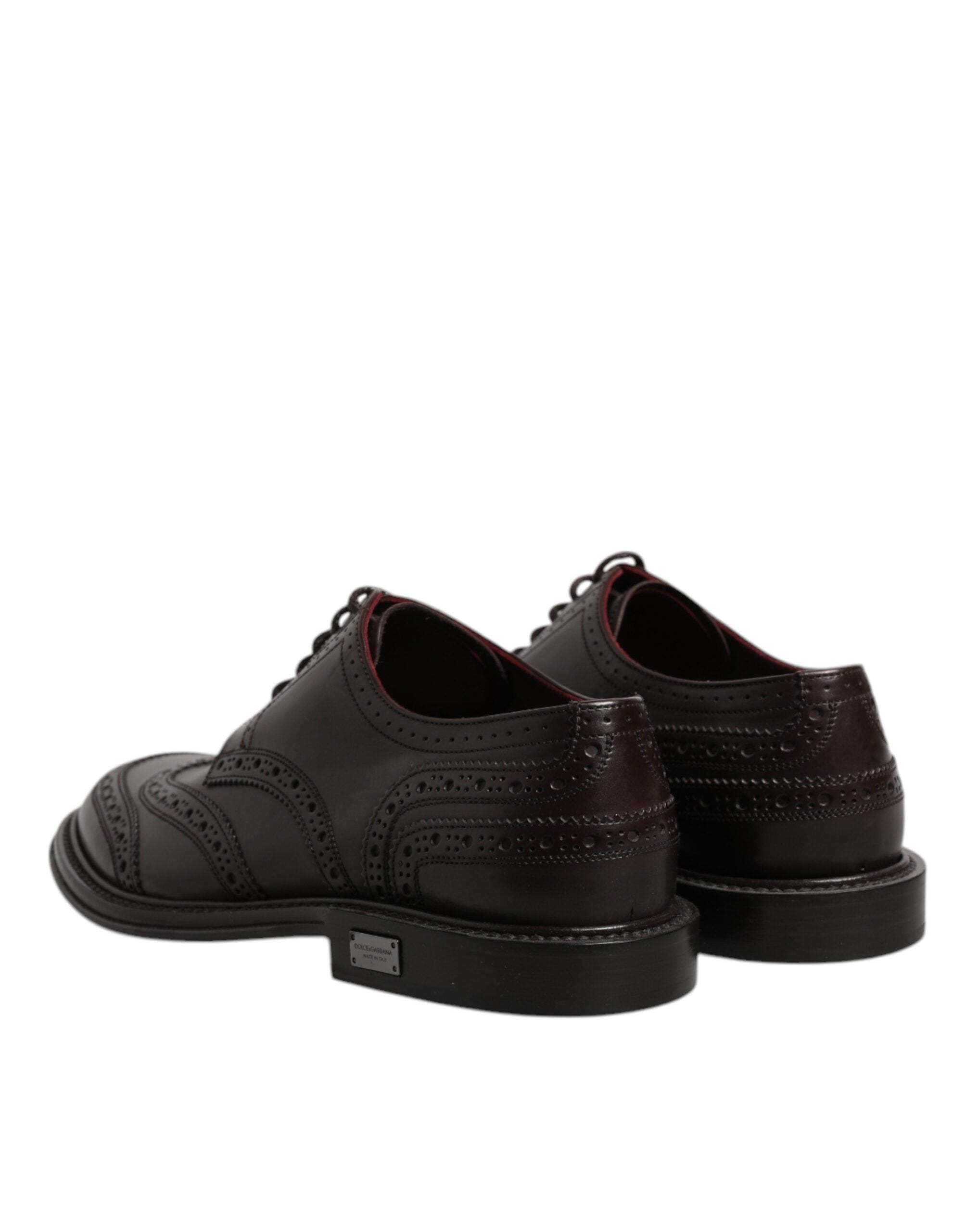Dolce &amp; Gabbana Brown Leather Derby Wingtip Lace Up Formal Dress Shoes