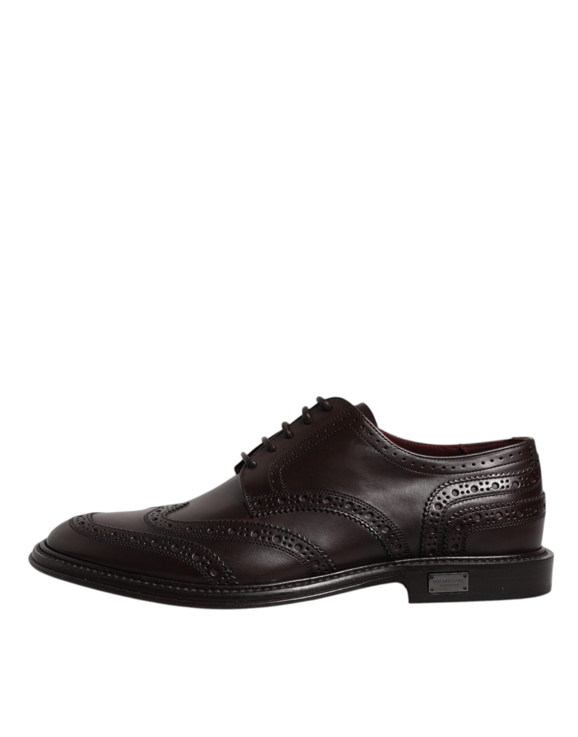 Dolce &amp; Gabbana Brown Leather Derby Wingtip Lace Up Formal Dress Shoes