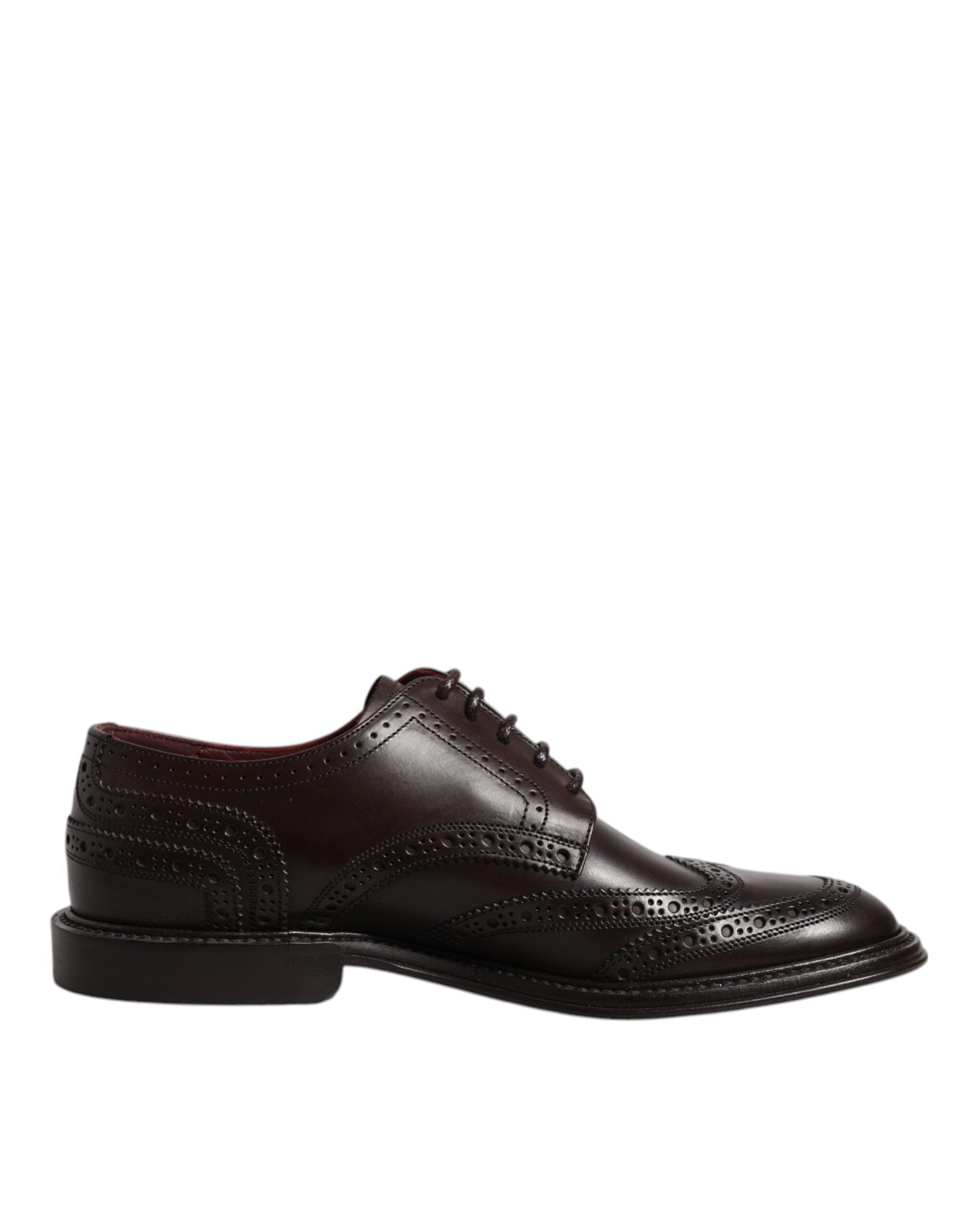 Dolce &amp; Gabbana Brown Leather Derby Wingtip Lace Up Formal Dress Shoes